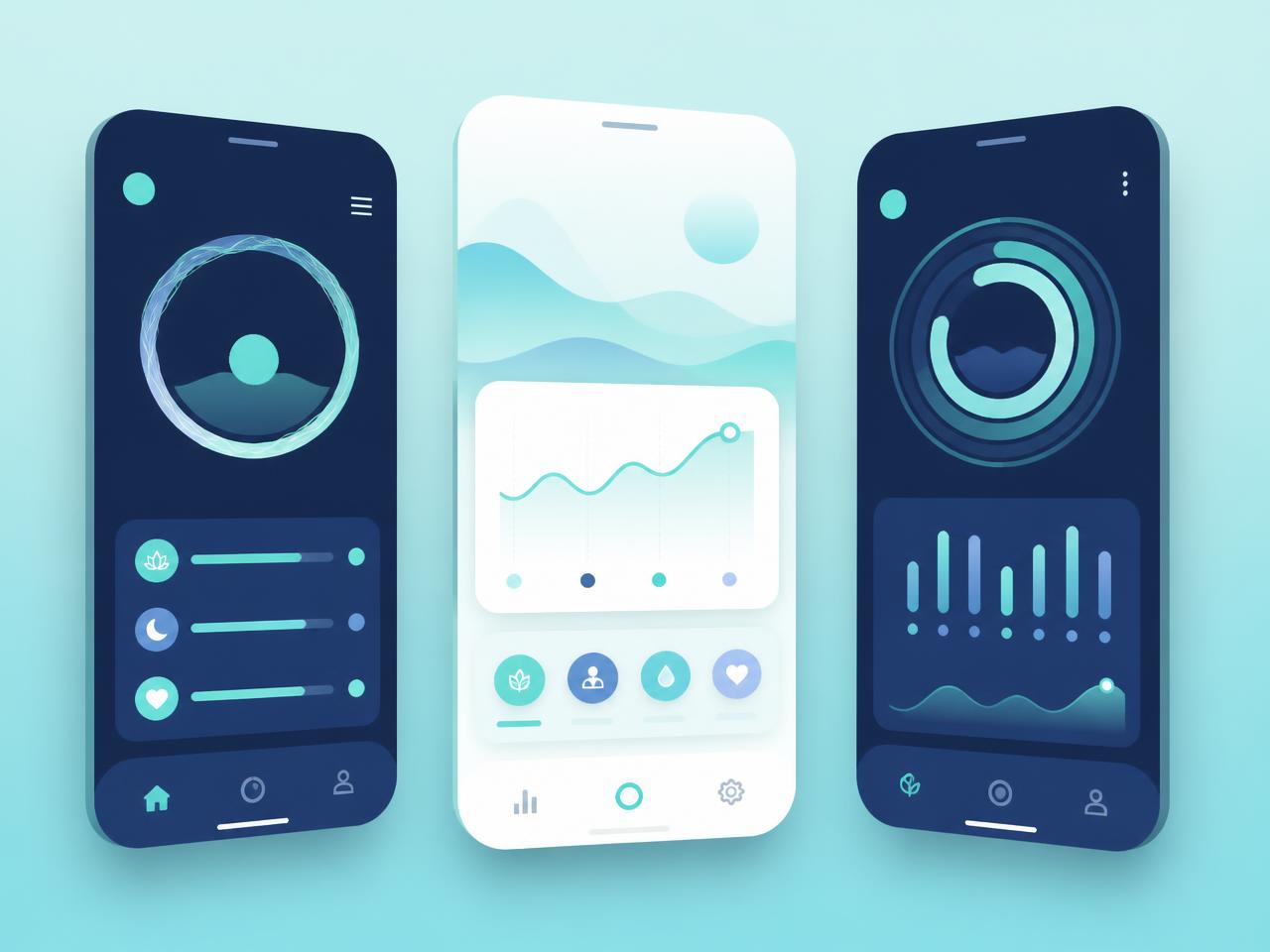 Roberto app screens showing check-ins, baseline and performance trends